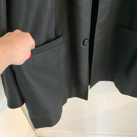 Vintage Men’s blazer overcoat Linen blend Button down Angelico Litrico Black 46L - Picture 5 of 15